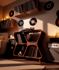 Alternative view of Sculpted Solid Wood Record Player Cabinet with Curved Edges