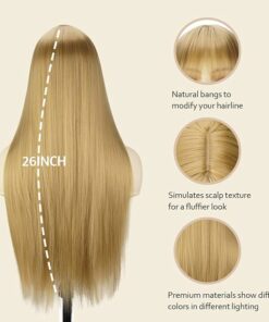 Alternative view of Honey Blonde Long Straight Wig With Bangs BE54