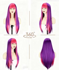 Alternative view of Hot Pink-Purple Long Straight Wig With Bangs BE55