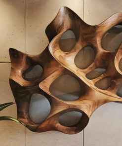 Alternative view of Carved Solid Wood Wall Art Panel in Rustic Modern Style