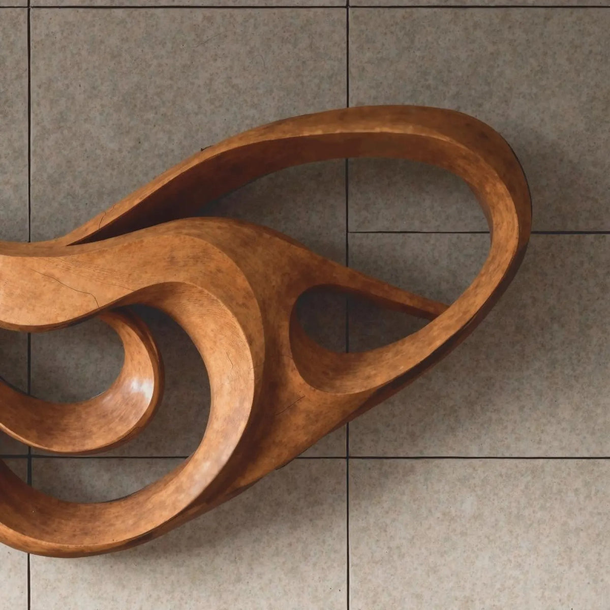 Modern Abstract Carved Solid Wood Wall Sculpture - Image 3