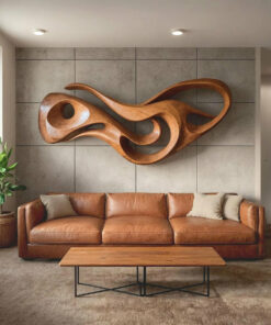 Modern Abstract Carved Solid Wood Wall Sculpture