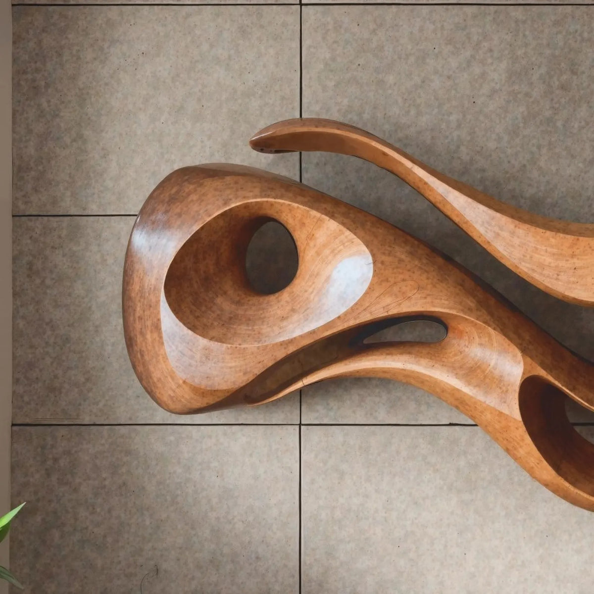 Modern Abstract Carved Solid Wood Wall Sculpture - Image 2