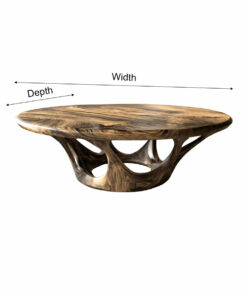 Alternative view of Sculpted Solid Wood Round Coffee Table with Hollowed Base