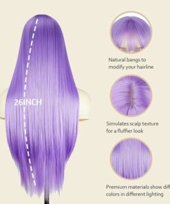 Alternative view of Light Purple Long Straight Wig With Bangs BE56