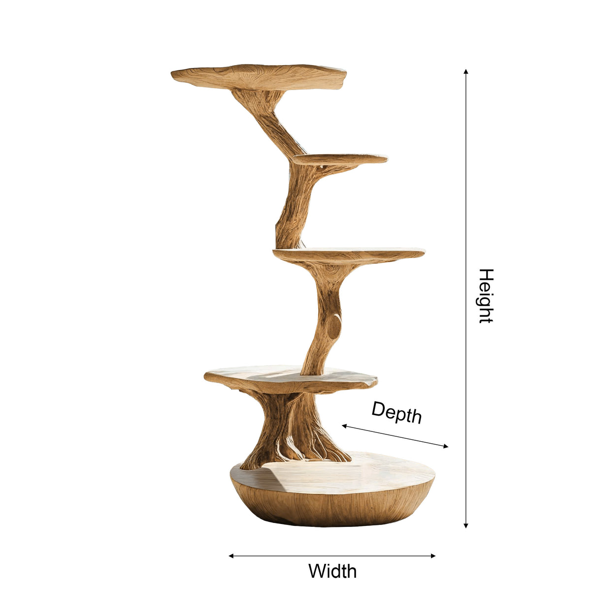 Lignum Sculpted Solid Hardwood Cat Tree with Staggered Platforms - Image 2