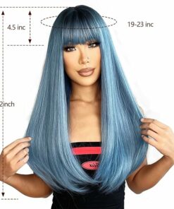 Alternative view of Long Straight Mixed Blue Wigs BE58