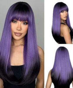 Long Straight Purple Wig BE60