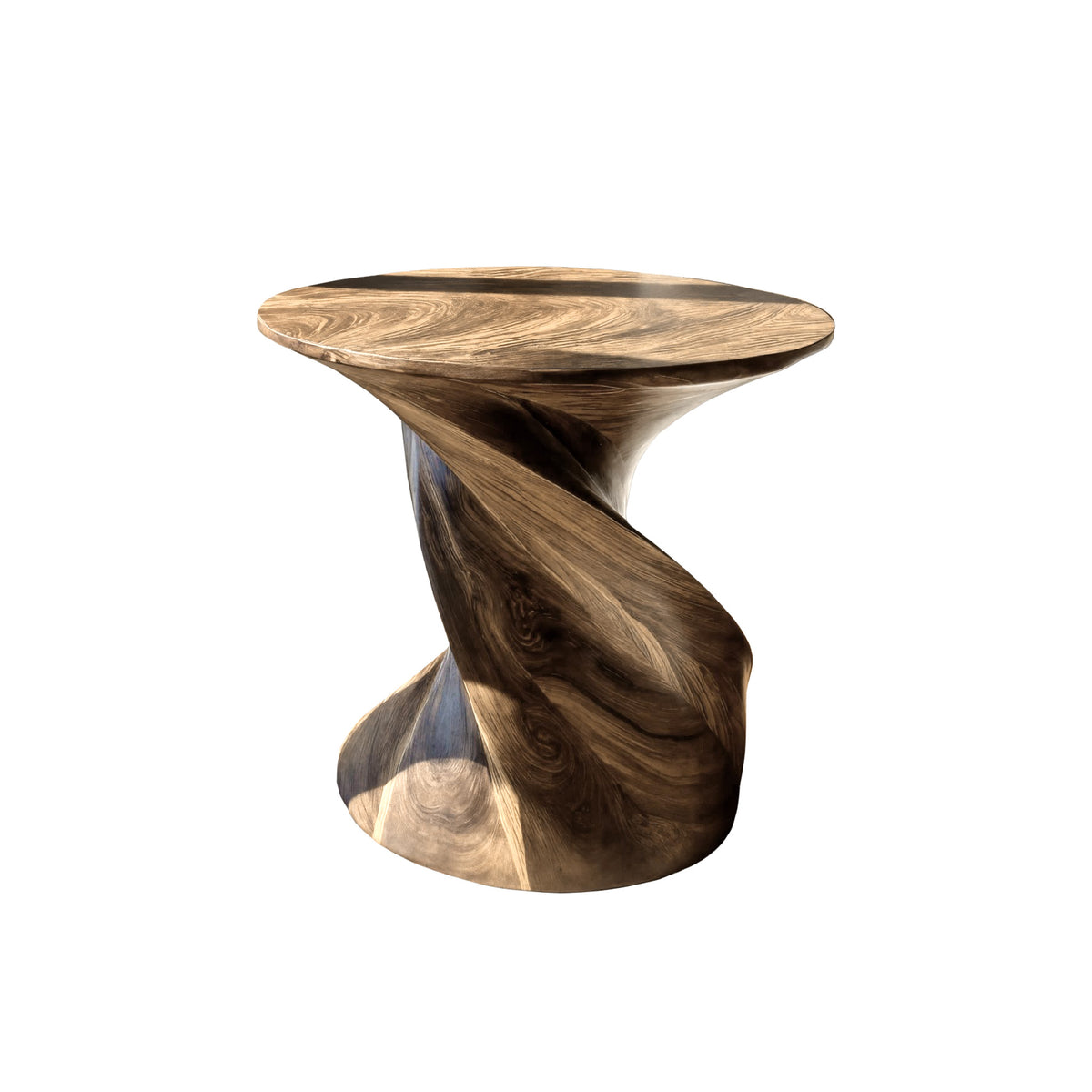 Twisted Pedestal Solid Wood Side Table with Round Top - Image 6