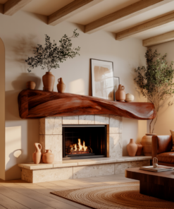 Alternative view of Wave-Form Solid Wood Floating Fireplace Mantel Shelf