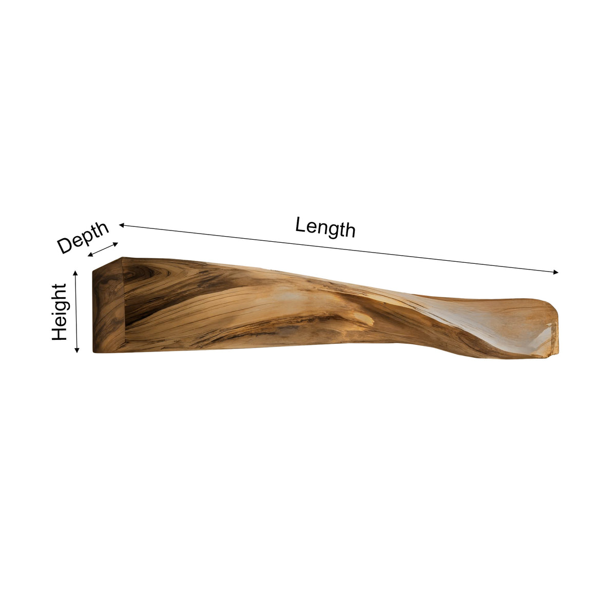 Wave-Form Solid Wood Floating Fireplace Mantel Shelf - Image 5
