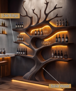 Alternative view of Illuminated Solid Hardwood Tree Wine Rack with LED Backlight