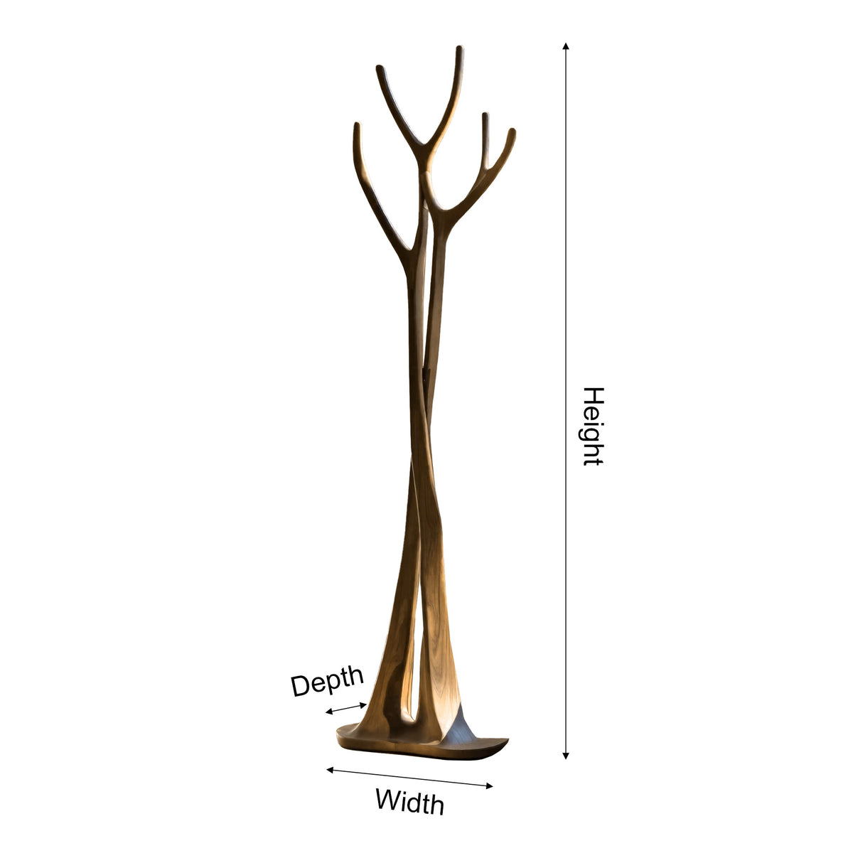 Sculpted Solid Wood Freestanding Tree Coat Rack with Curved Branches - Image 2
