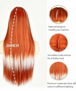 Alternative view of Orange Fashion Long Straight Wig With Bangs BE50