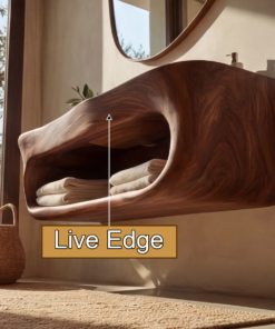 Alternative view of Solid Wood Floating Bathroom Vanity with Carved Integrated Sink