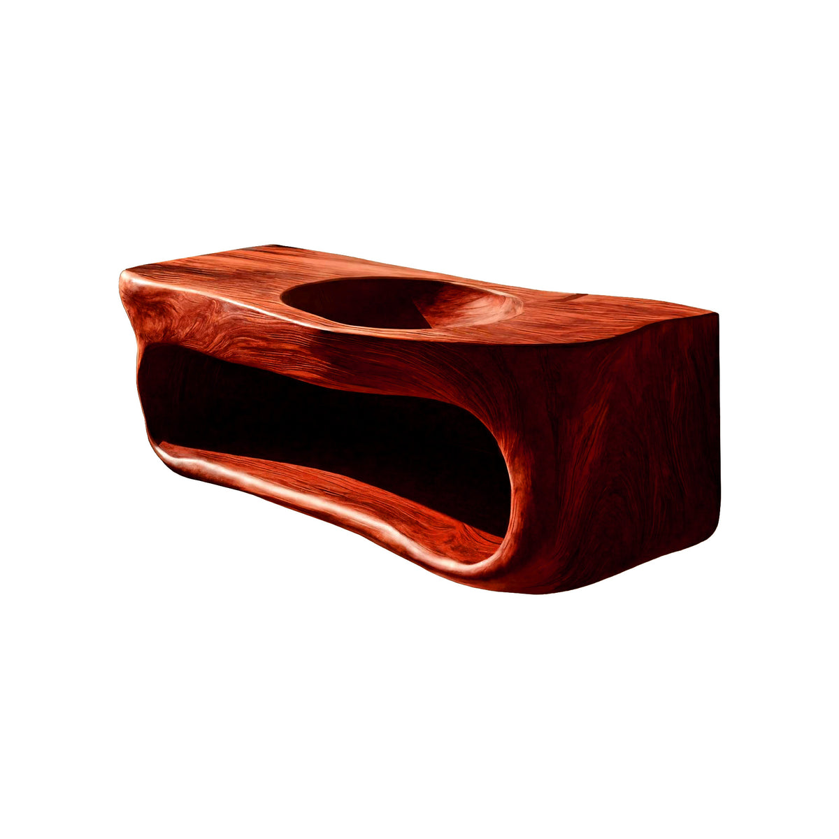 Solid Wood Floating Bathroom Vanity with Carved Integrated Sink - Image 8