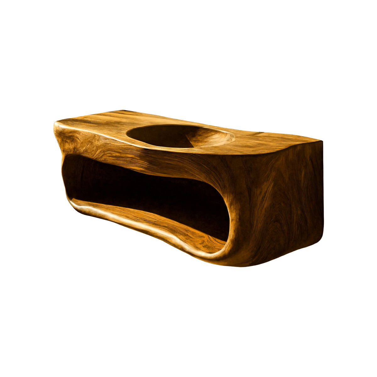 Solid Wood Floating Bathroom Vanity with Carved Integrated Sink - Image 7