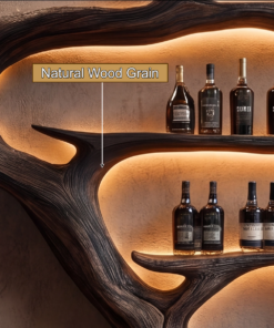 Alternative view of Solid Hardwood Tree Wine Rack with Integrated LED Backlighting