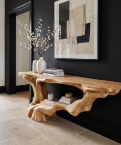 Alternative view of Solid Wood Console Table with Root-Inspired Sculpted Open Base
