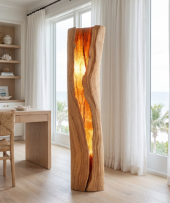 Alternative view of Live Edge Solid Hardwood Floor Lamp with Integrated LED Fissure