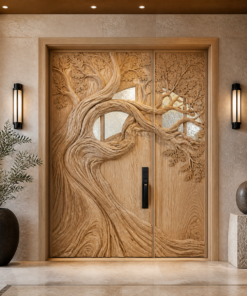 Alternative view of Sculpted Solid Wood Door with Carved Center Panel