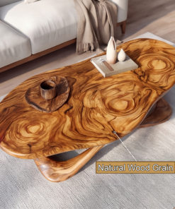 Alternative view of Live Edge Solid Wood Coffee Table with Interwoven Sculptural Base
