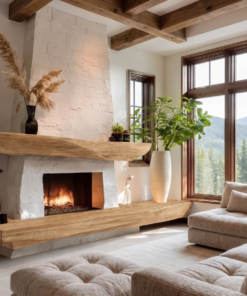 Alternative view of Solid Wood Fireplace Mantel Shelf with Sculpted Underside