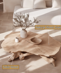 Alternative view of Live Edge Solid Wood Coffee Table with Root-Inspired Base