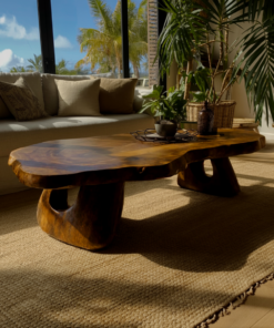 Alternative view of Sculpted Live Edge Coffee Table Carved from a Single Wood Slab