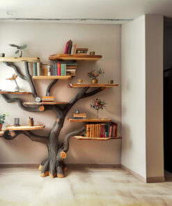 Alternative view of Wide Tree Branch Floating Bookshelf in Dark Brown, 84 x 72 Inch