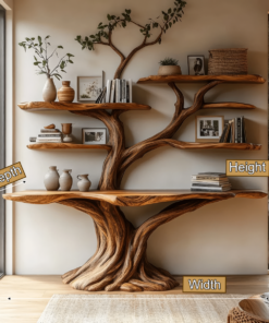 Alternative view of Symmetrical Tree Solid Wood Console Table with Upper Shelves
