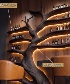 Alternative view of Solid Wood Tree Wine Rack with Integrated LED Backlit Branch Shelves