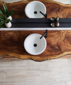 Alternative view of Live Edge Solid Hardwood Floating Bathroom Vanity with Drawers
