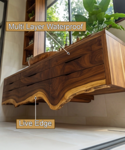 Alternative view of Live Edge Hardwood Floating Bathroom Vanity with Drawer Storage