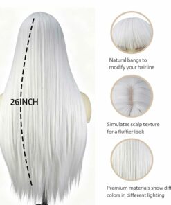 Alternative view of White Long Straight Wig With Bangs BE43