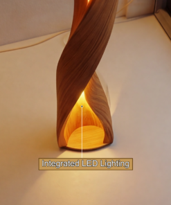 Alternative view of Sculpted Solid Wood Twisting Floor Lamp with Integrated LED