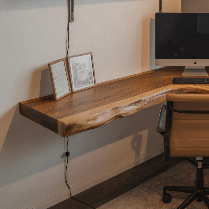 Floating Live Edge Solid Wood Corner Desk for Home Office - Image 3