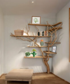 Driftwood Tree Branch Floating Bookshelf, Wall Mounted