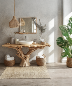 Alternative view of Farmhouse Live Edge Natural Wood Bathroom Vanity Shelf