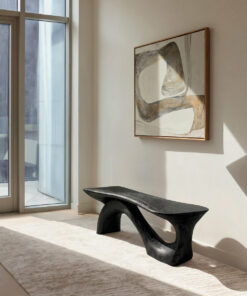 Alternative view of Sculptural Solid Wood Bench with Organic Curves for Living Room
