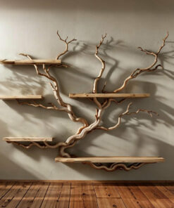 Alternative view of Tree Branch Floating Bookshelf with Driftwood Look, Wall Mounted