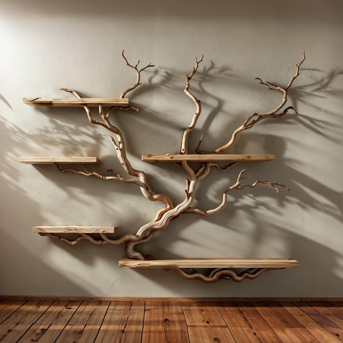 Tree Branch Floating Bookshelf with Driftwood Look, Wall Mounted - Image 2