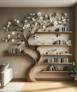 Wooden Corner Bookcase with Open Shelves, 70 Inch, Brown Finish