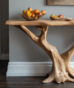 Alternative view of Handcrafted Live Edge Wood Console Table in Warm Brown