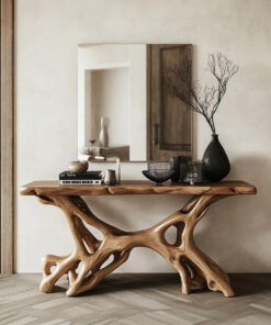 Rustic Handcrafted Solid Wood Console Table with Clean Lines