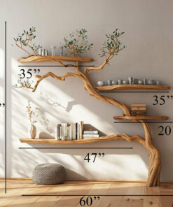 Alternative view of Tree Branch Floating Shelves Montessori Wall Mount Bookshelf
