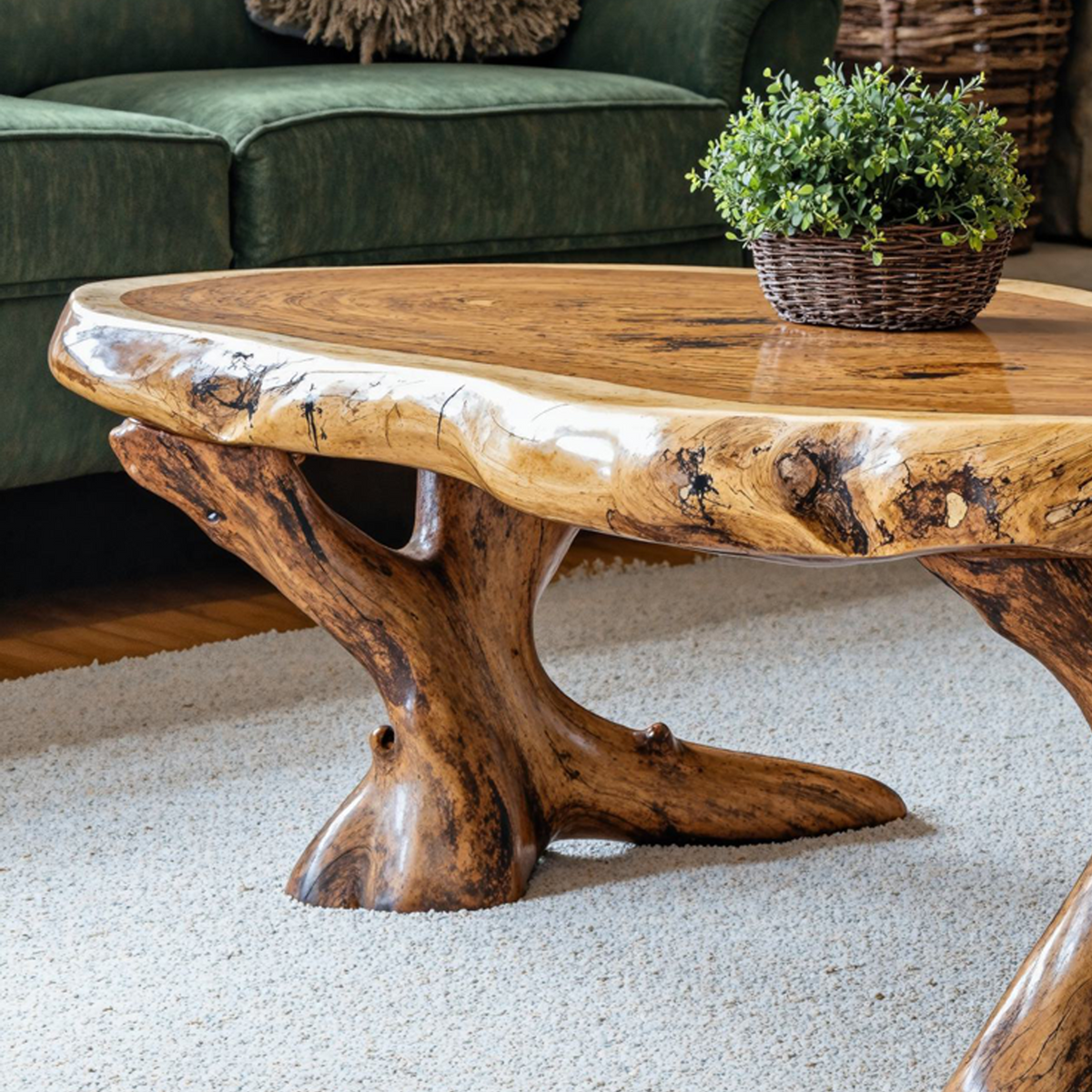 Natural Wood Coffee Table with Wax and Oil Finish - Image 3