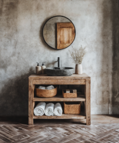 Custom Live Edge Wood Bathroom Vanity Cabinet, With or Without Sink
