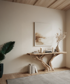 Alternative view of Rustic Live Edge Console Table in Natural Solid Wood
