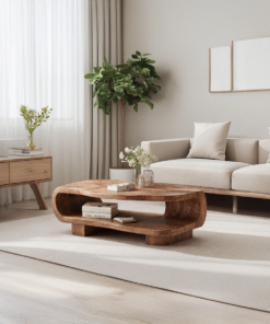 Alternative view of Farmhouse Wooden Coffee Table in Brown with Wax and Oil Finish